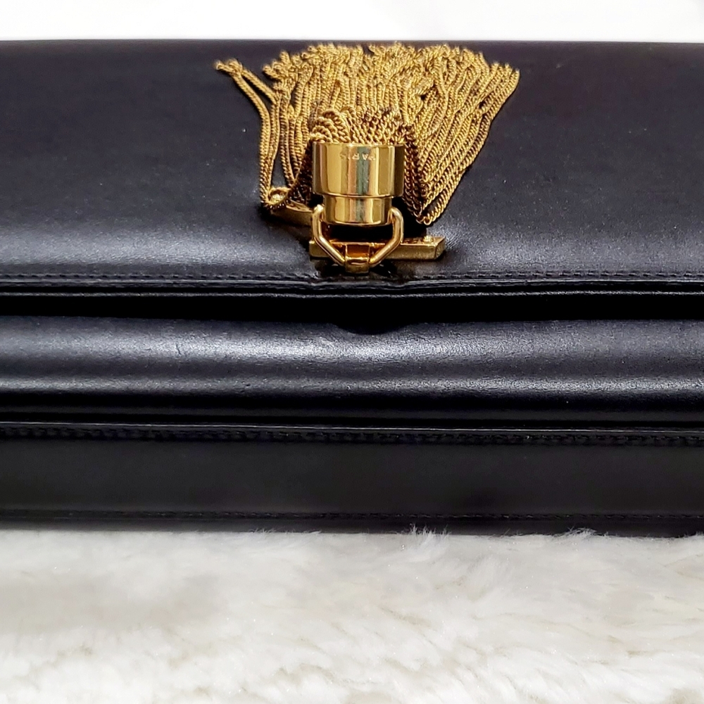 Yves Saint Laurent Kate Tassel Leather Black Clutch Handbag - Picture 6 of 9
